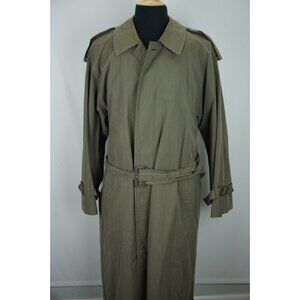 Burberry Green Glenplaid Blue Windowpane Cotton Blend Belted Trench Overcoat 40R